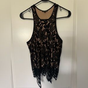 Express Black & Tan Lace Tank Top